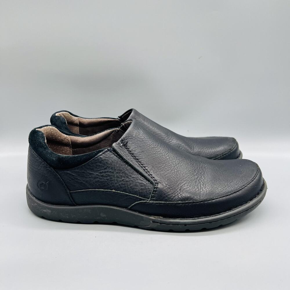 Born Shoes Mens 11 Black Leather Nigel Slip On Loafers Casual Comfort Walking